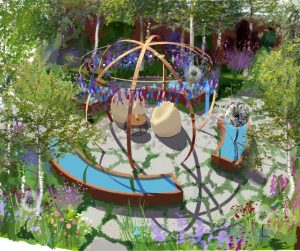 Concept sketch for Linda McKeown's Make-A-Wish Garden for Bord Bia Bloom 2025.